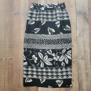 Ann Tobias Floral Leaf Print Black Long Skirt 10